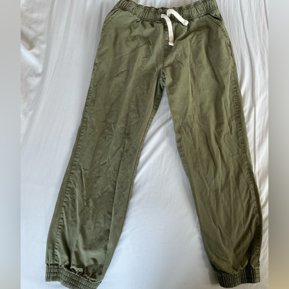 Child Size 10 Place Olive Green Casual Leisure Drawstring Waistband Pants
